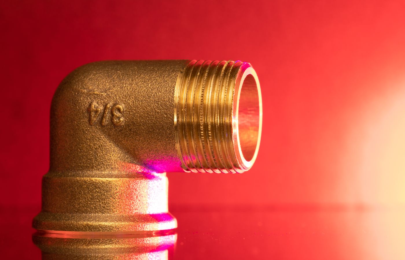Close-up of a polished brass plumbing fitting