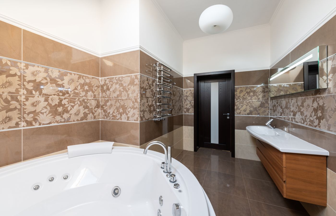 Contemporary bathroom with a freestanding bathtub