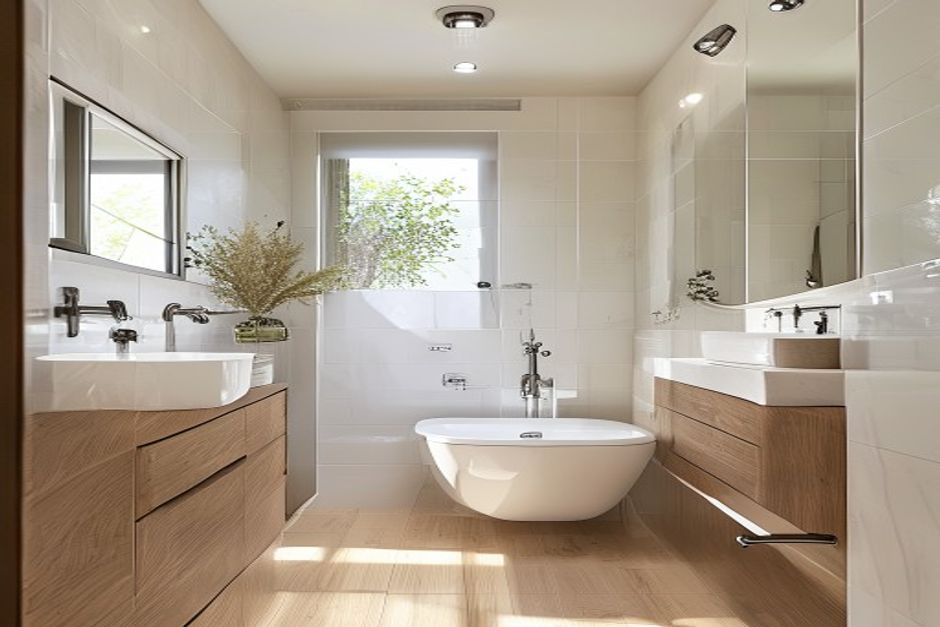 Modern renovated bathroom with quality plumbing fixtures
